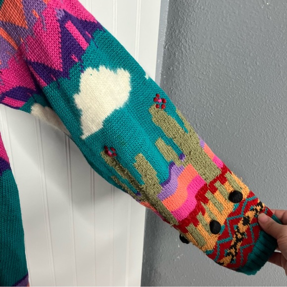 vintage sweater womens Medium Oversized Tribal Southwestern Aztec Desert Artsy - Picture 12 of 12